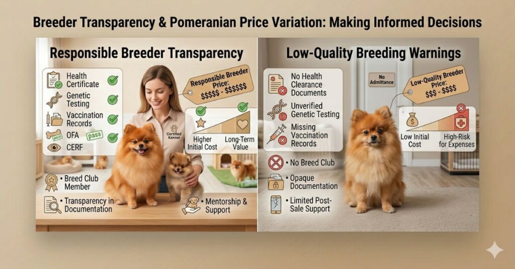 breeder transparency and pomeranian dog breed price variation