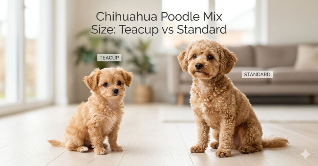 chihuahua poodle mix size, growth, and teacup vs standard differences