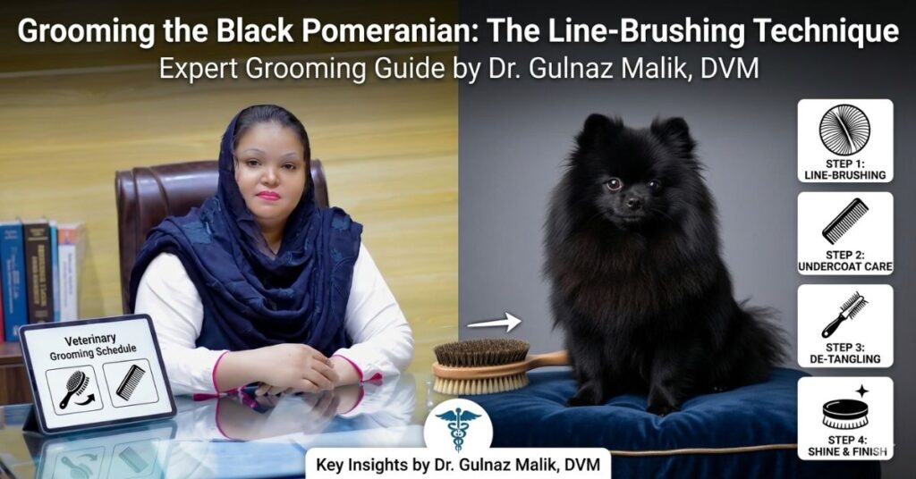 grooming the black pomeranianthe line brushing technique