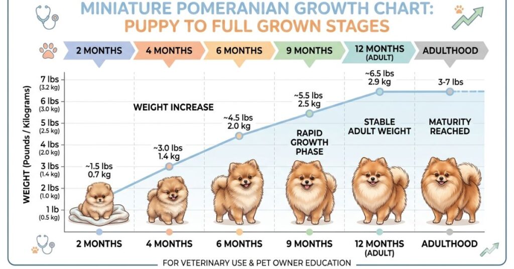 mini  full growngrowth & weight prediction chart