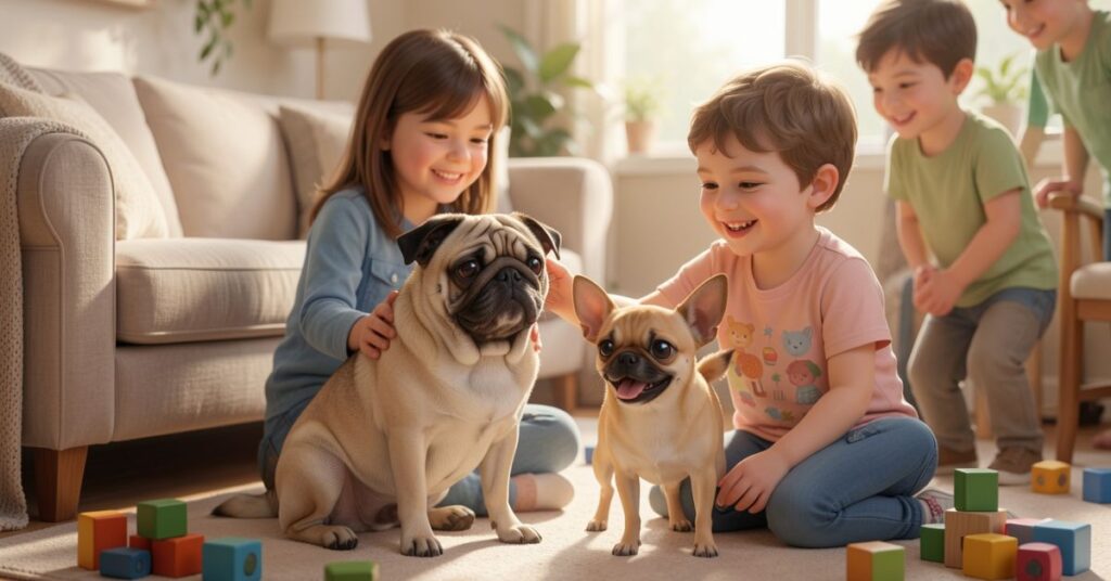 pug and chihuahua mixed family compatibility and kids care